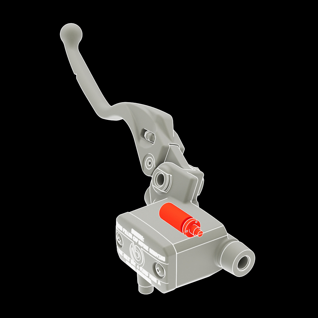 Pompa Frizione Assiale Brembo PS9mm - Corpo E Leva In Alluminio Argento, Leva Regolabile, Con Serbatoio, Codice 10920349